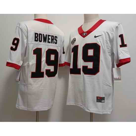 Men Georgia Bulldogs #19 Brock Bowers White College Football Game Jersey->->NCAA Jersey