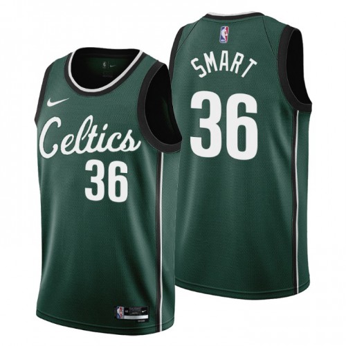 Nike Boston Celtics #36 Marcus Smart Men’s 2022-23 City Edition NBA Jersey – Cherry Blossom Green Men’s