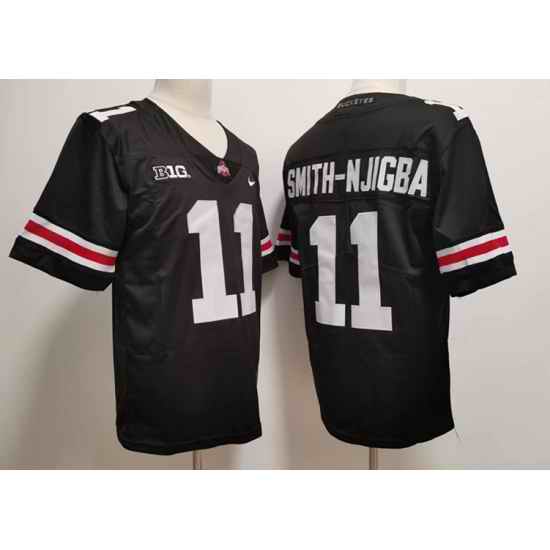 Men Nike Ohio State Buckeyes Jaxon Smith-Njigba #11 Blackout College Football Jersey->->NCAA Jersey