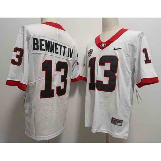Men Georgia Bulldogs #13 Stetson Bennett IV White College Football Game Jersey->->NCAA Jersey