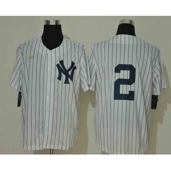 Men's New York Yankees #2 Derek Jeter No Name White Throwback Stitched MLB Cool Base Nike Jersey->new york yankees->MLB Jersey