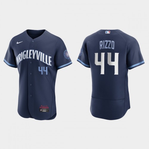 Chicago Chicago Cubs #44 Anthony Rizzo Men’s Nike 2021 City Connect Authentic Navy MLB Jersey Men’s->chicago cubs->MLB Jersey