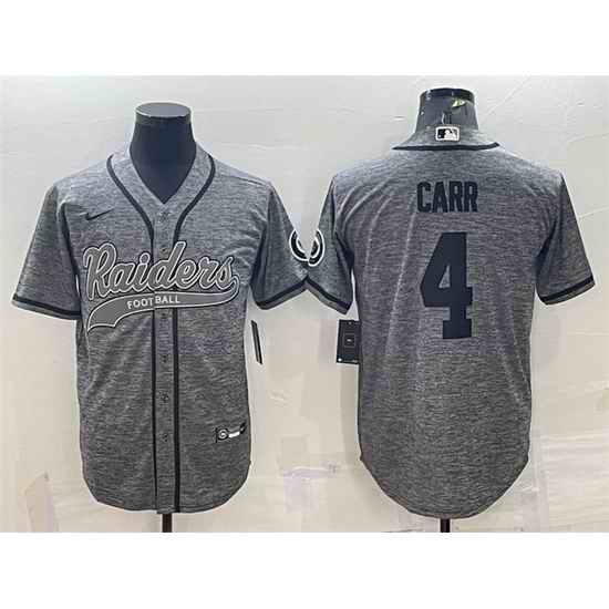 Men Las Vegas Raiders #4 Derek Carr Grey With Patch Cool Base Stitched Baseball Jersey->kansas city chiefs->NFL Jersey