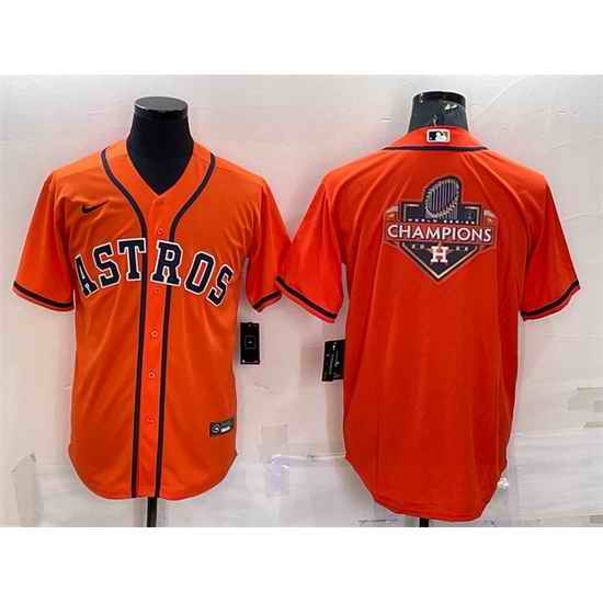 Men Houston Astros Orange 2022 World Series Champions Team Big Logo Cool Base Stitched Jersey->houston astros->MLB Jersey