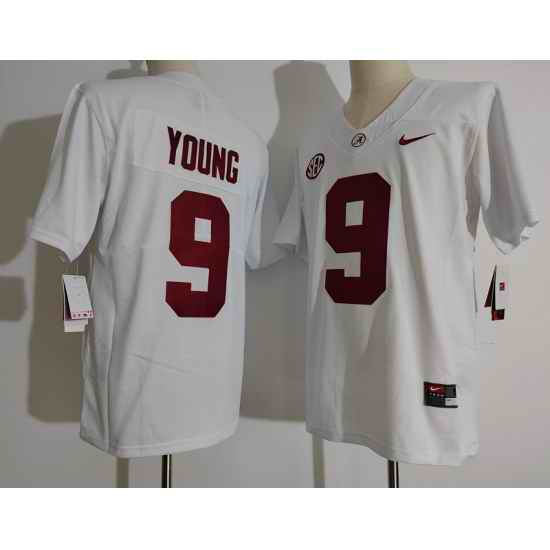 Men Alabama Crimson Tide #9 Bryce Young White College Football Jersey->->NCAA Jersey