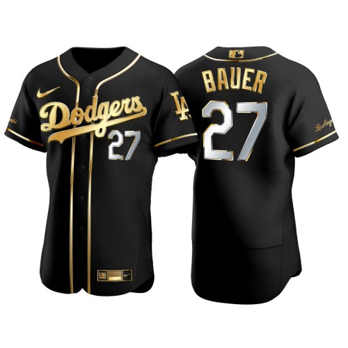 Los Angeles Los Angeles Dodgers #27 Trevor Bauer Men’s Nike Authentic 2021 Gold Program MLB Jersey Black Men’s->los angeles dodgers->MLB Jersey