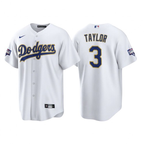 Los Angeles Los Angeles Dodgers #3 Chris Taylor Men’s Nike 2021 Gold Program World Series Champions MLB Jersey Whtie Men’s->los angeles dodgers->MLB Jersey