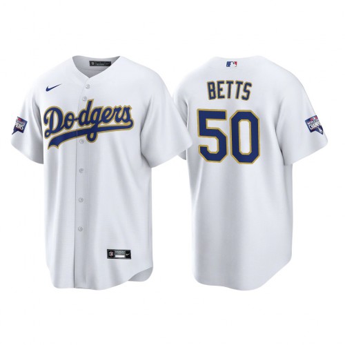 Los Angeles Los Angeles Dodgers #50 Mookie Betts Men’s Nike 2021 Gold Program World Series Champions MLB Jersey Whtie Men’s->los angeles dodgers->MLB Jersey