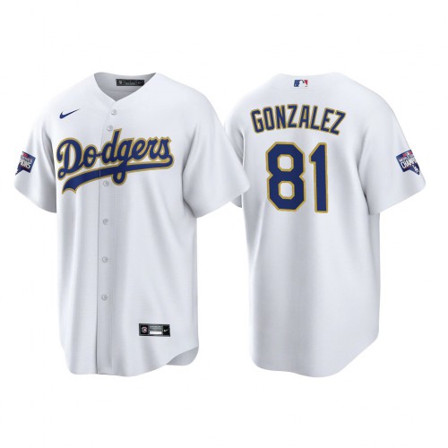 Los Angeles Los Angeles Dodgers #81 Victor Gonzalez Men’s Nike 2021 Gold Program World Series Champions MLB Jersey Whtie Men’s->los angeles dodgers->MLB Jersey