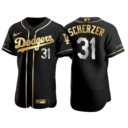 Los Angeles Los Angeles Dodgers #31 Max Scherzer Men’s Nike Authentic 2021 Gold Program MLB Jersey Black Men’s->los angeles dodgers->MLB Jersey