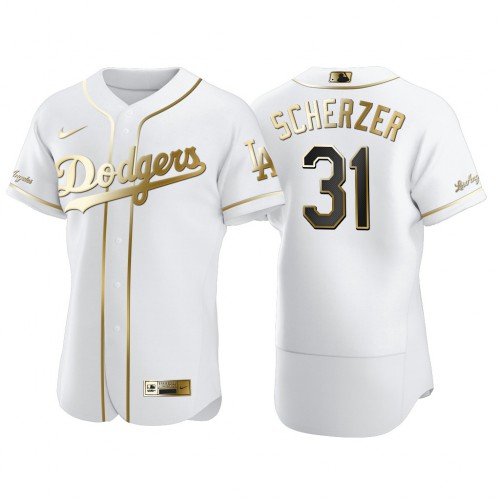 Los Angeles Los Angeles Dodgers #31 Max Scherzer Men’s Nike Authentic 2021 Golden Edition MLB Jersey White Men’s->los angeles dodgers->MLB Jersey