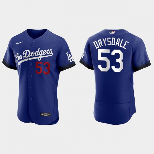 Los Angeles Los Angeles Dodgers #53 Don Drysdale Nike Men’s 2021 City Connect Authentic MLB Jersey Royal Men’s->youth mlb jersey->Youth Jersey