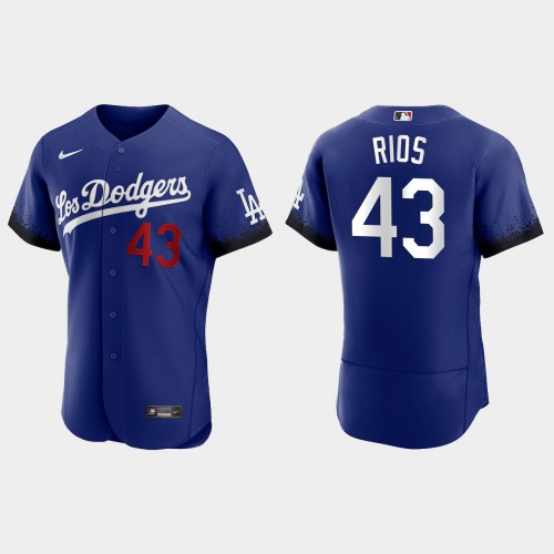Los Angeles Los Angeles Dodgers #43 Edwin Rios Nike Men’s 2021 City Connect Authentic MLB Jersey Royal Men’s->women mlb jersey->Women Jersey
