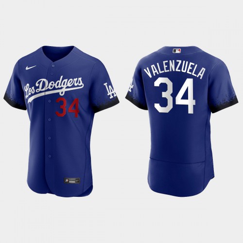 Los Angeles Los Angeles Dodgers #34 Fernando Valenzuela Nike Men’s 2021 City Connect Authentic MLB Jersey Royal Men’s->los angeles dodgers->MLB Jersey