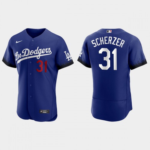 Los Angeles Los Angeles Dodgers #31 Max Scherzer Nike Men’s 2021 City Connect Authentic MLB Jersey Royal Men’s->los angeles dodgers->MLB Jersey