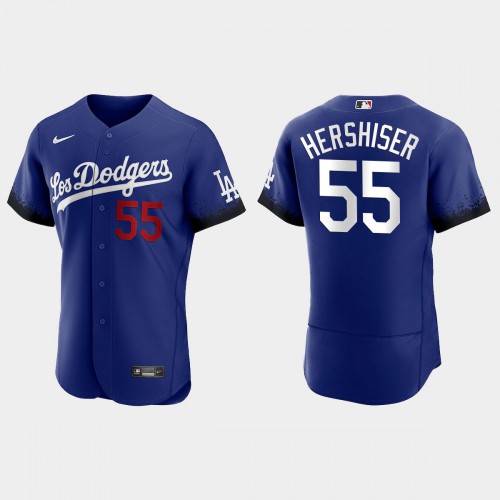 Los Angeles Los Angeles Dodgers #55 Orel Hershiser Nike Men’s 2021 City Connect Authentic MLB Jersey Royal Men’s->women mlb jersey->Women Jersey