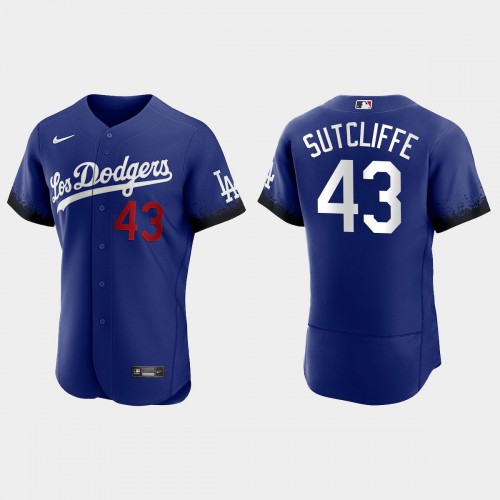Los Angeles Los Angeles Dodgers #43 Rick Sutcliffe Nike Men’s 2021 City Connect Authentic MLB Jersey Royal Men’s->los angeles dodgers->MLB Jersey