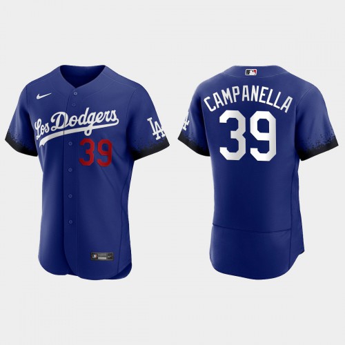 Los Angeles Los Angeles Dodgers #39 Roy Campanella Nike Men’s 2021 City Connect Authentic MLB Jersey Royal Men’s->los angeles dodgers->MLB Jersey