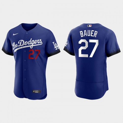 Los Angeles Los Angeles Dodgers #27 Trevor Bauer Nike Men’s 2021 City Connect Authentic MLB Jersey Royal Men’s->los angeles dodgers->MLB Jersey
