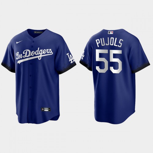 Los Angeles Los Angeles Dodgers #55 Albert Pujols Nike Men’s 2021 City Connect Game MLB Jersey Royal Men’s->women mlb jersey->Women Jersey