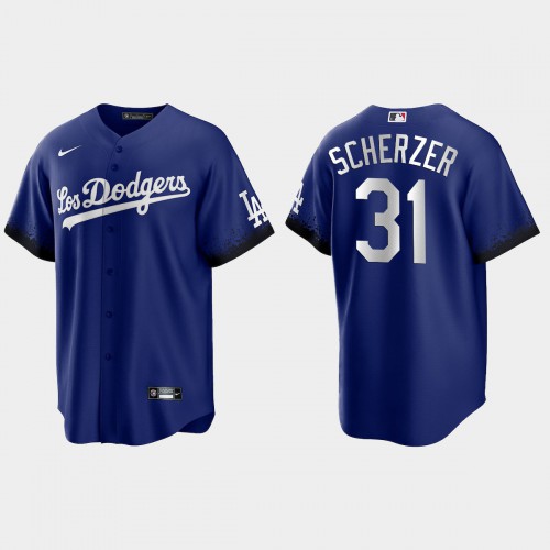 Los Angeles Los Angeles Dodgers #31 Max Scherzer Nike Men’s 2021 City Connect Game MLB Jersey Royal Men’s->los angeles dodgers->MLB Jersey