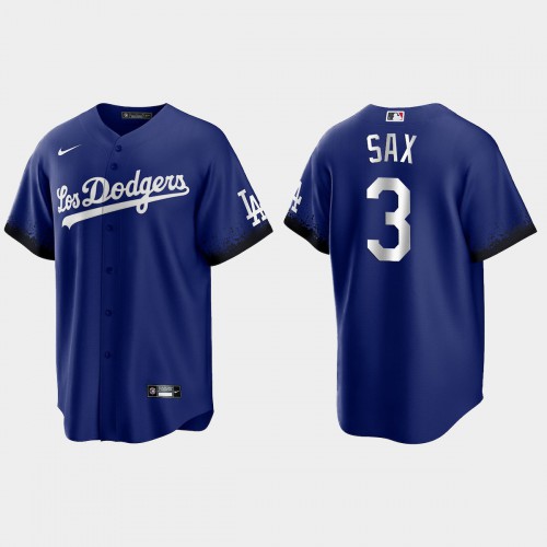 Los Angeles Los Angeles Dodgers #3 Steve Sax Nike Men’s 2021 City Connect Game MLB Jersey Royal Men’s->los angeles dodgers->MLB Jersey