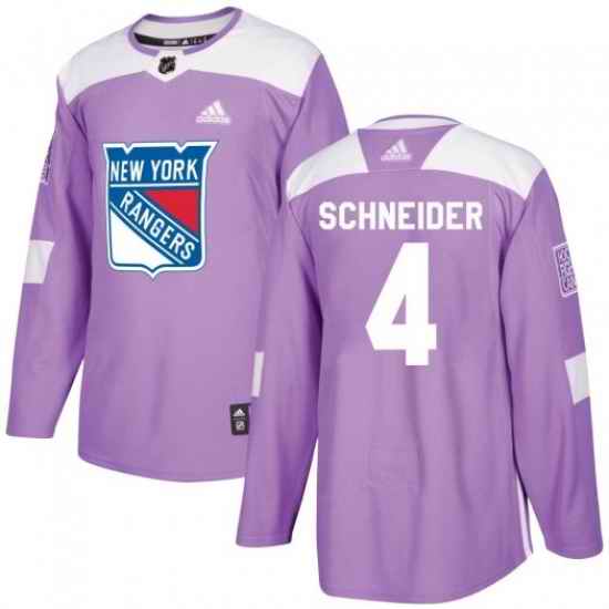 Braden Schneider New York Rangers Men Adidas Authentic Purple Fights Cancer Practice Jersey->new york rangers->NHL Jersey