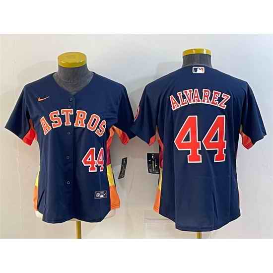 Women Houston Astros #44 Yordan Alvarez Navy With Patch Cool Base Stitched Baseball Jerseys->women mlb jersey->Women Jersey