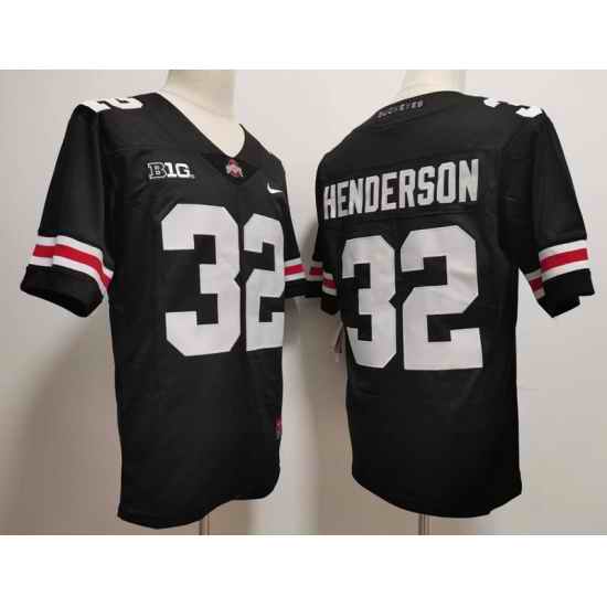 Men Nike Ohio State Buckeyes TreVeyon Henderson #32 Black College Football Jersey->ohio state buckeyes->NCAA Jersey