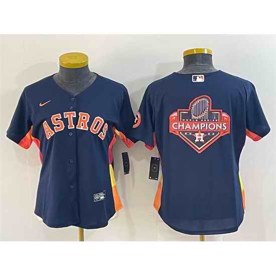 Women Houston Astros Navy 2022 World Series Champions Team Big Logo Cool Base Stitched Baseball Jersey->women mlb jersey->Women Jersey