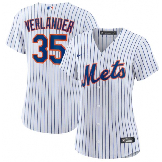Women New York Mets Justin Verlander  #35 White Cool Base Stitched MLB jersey->women mlb jersey->Women Jersey