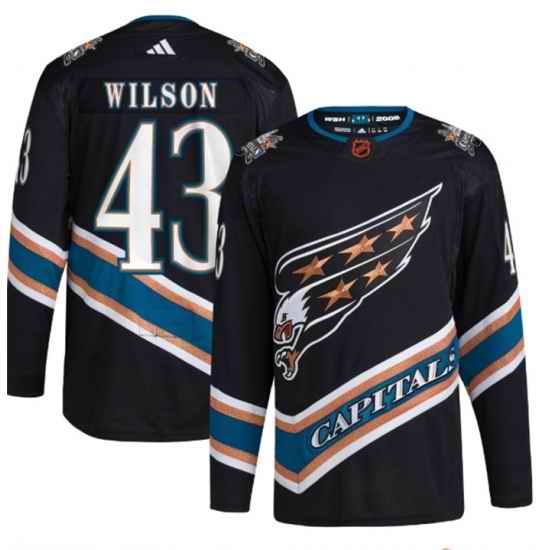 Men Washington Capitals 43 Tom Wilson Black 2022 #23 Reverse Retro Stitched Jersey->washington capitals->NHL Jersey