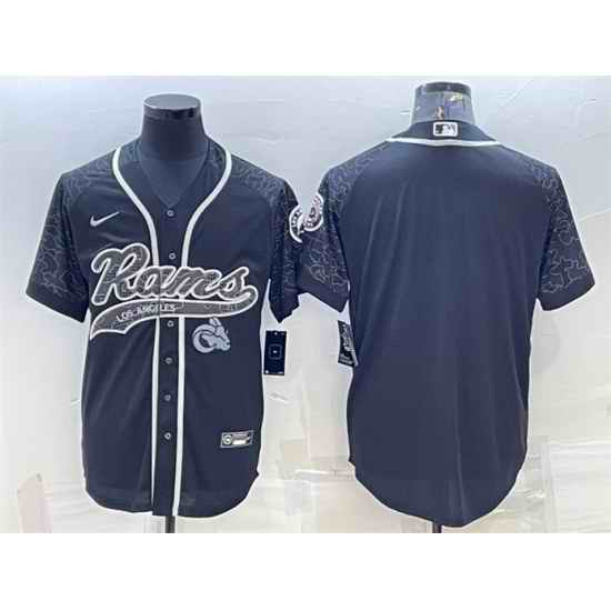 Men Los Angeles Rams Blank Black Reflective With Patch Cool Base Stitched Baseball Jersey->los angeles rams->NFL Jersey
