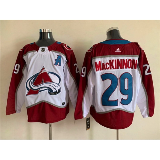 Men's Colorado Avalanche #29 Nathan MacKinnon With A Ptach White Stitched Jersey->colorado avalanche->NHL Jersey
