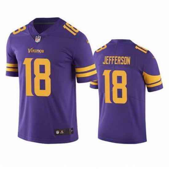 Men Minnesota Vikings Justin Jefferson #18 Rush Color Stitched NFL Jersey->buffalo bills->NFL Jersey