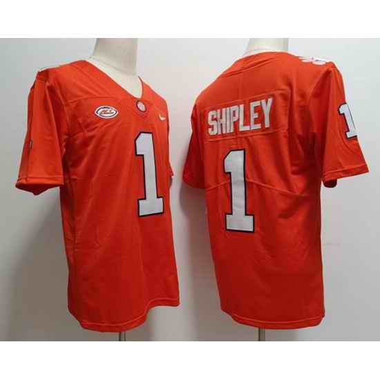 Men Clemson Tigers #1 Will Shipley College Orange Football Game Jersey->->NCAA Jersey