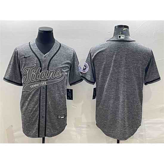 Men Tennessee Titans Blank Grey With Patch Cool Base Stitched Baseball Jersey->tennessee titans->NFL Jersey