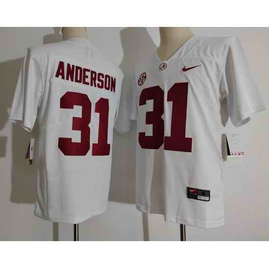 Men Alabama Crimson Tide #31 Keaton Anderson White College Football Jersey->->NCAA Jersey