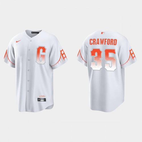 San Francisco San Francisco Giants #35 Brandon Crawford Men’s 2021 City Connect White Fan’s Version Jersey Men’s->youth mlb jersey->Youth Jersey