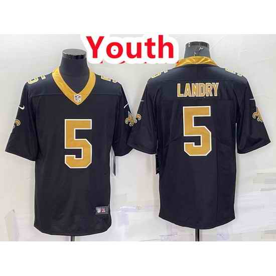 Youth Saints #5 Jarvis Landry Black Jersey->youth nfl jersey->Youth Jersey