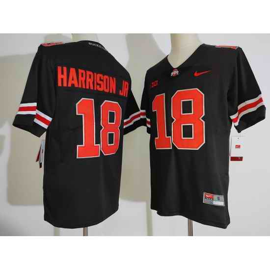 Men Ohio State Buckeyes #18 Marvin Harrison Jr. Black College Football Jersey->->NCAA Jersey