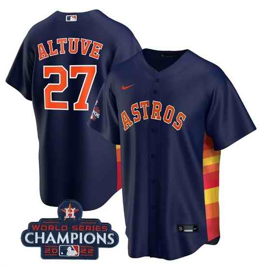 Youth Houston Astros #27 Jose Altuve Navy 2022 World Series Champions Stitched BaseballJersey->youth mlb jersey->Youth Jersey