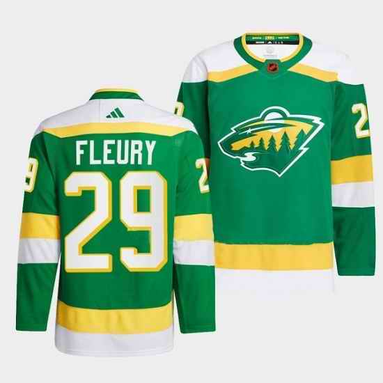 Men Minnesota Wild 29 Marc Andre Fleury Green 2022 #23 Reverse Retro Stitched Jersey->minnesota wild->NHL Jersey