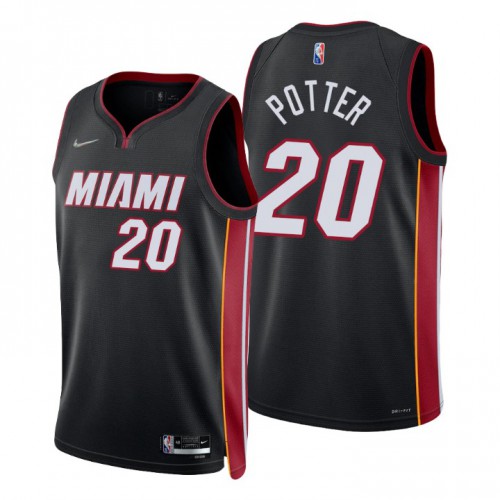 Nike Miami Heat #20 Micah Potter Black Men’s 2021-22 NBA 75th Anniversary Diamond Swingman Jersey – Icon Edition Men’s->miami heat->NBA Jersey