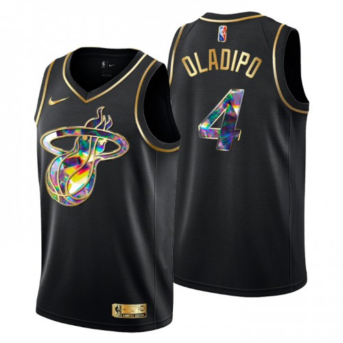 Miami Miami Heat #4 Victor Oladipo Men’s Golden Edition Diamond Logo 2021/22 Swingman Jersey – Black Men’s->miami heat->NBA Jersey
