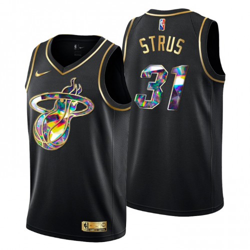 Miami Miami Heat #31 Max Strus Men’s Golden Edition Diamond Logo 2021/22 Swingman Jersey – Black Men’s->miami heat->NBA Jersey