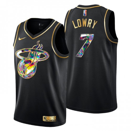 Miami Miami Heat #7 Kyle Lowry Men’s Golden Edition Diamond Logo 2021/22 Swingman Jersey – Black Men’s->miami heat->NBA Jersey