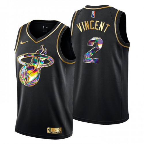 Miami Miami Heat #2 Gabe Vincent Men’s Golden Edition Diamond Logo 2021/22 Swingman Jersey – Black Men’s->miami heat->NBA Jersey