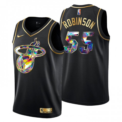 Miami Miami Heat #55 Duncan Robinson Men’s Golden Edition Diamond Logo 2021/22 Swingman Jersey – Black Men’s->miami heat->NBA Jersey