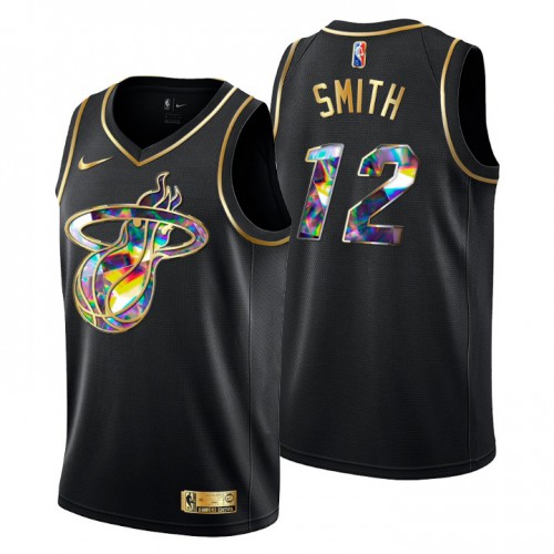 Miami Miami Heat #12 Dru Smith Men’s Golden Edition Diamond Logo 2021/22 Swingman Jersey – Black Men’s->miami heat->NBA Jersey